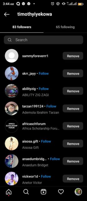 How your followers list is ordered another account