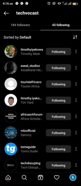 How your following list is ordered
