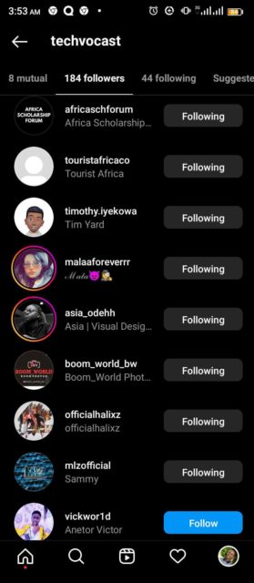 How someone’s else followers list is ordered