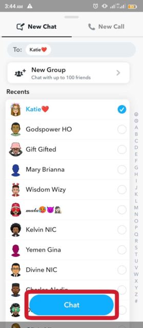 Tap on Chats after finding the person you want to call